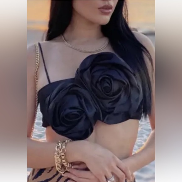 NWT Zara Floral Appliqué Top XL - Picture 2 of 8